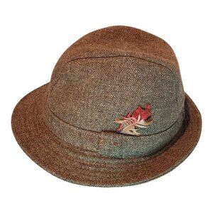 DONEGAL SZ 7 3/8 Handwoven Vintage Tweed Wool Men's Hat Made in Ireland Feather